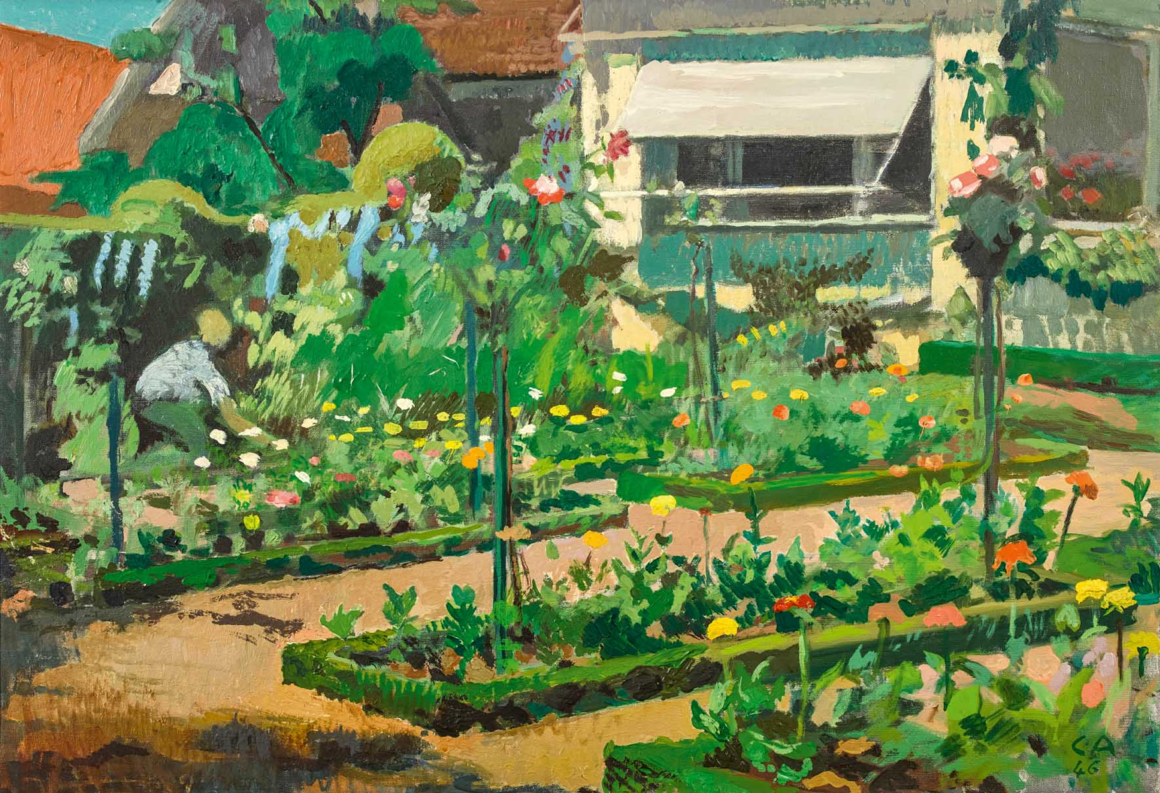 The flower bed in the garden, Oswald, 1946, 73Ã50 cm by Cuno Amiet: History, Analysis & Facts | Arthive