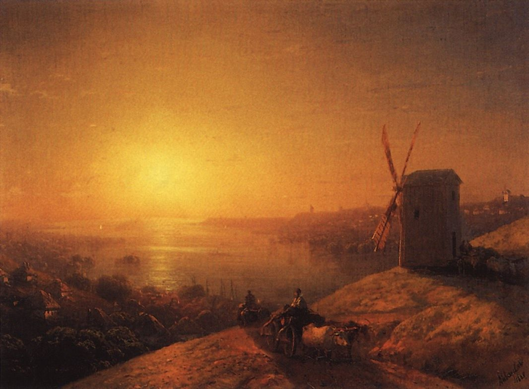 Ivan Aivazovsky. Mill on the river Bank. Ukraine