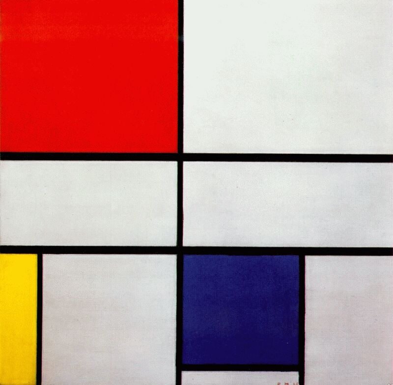Piet Mondrian. Composition No. 3 with red, yellow and blue