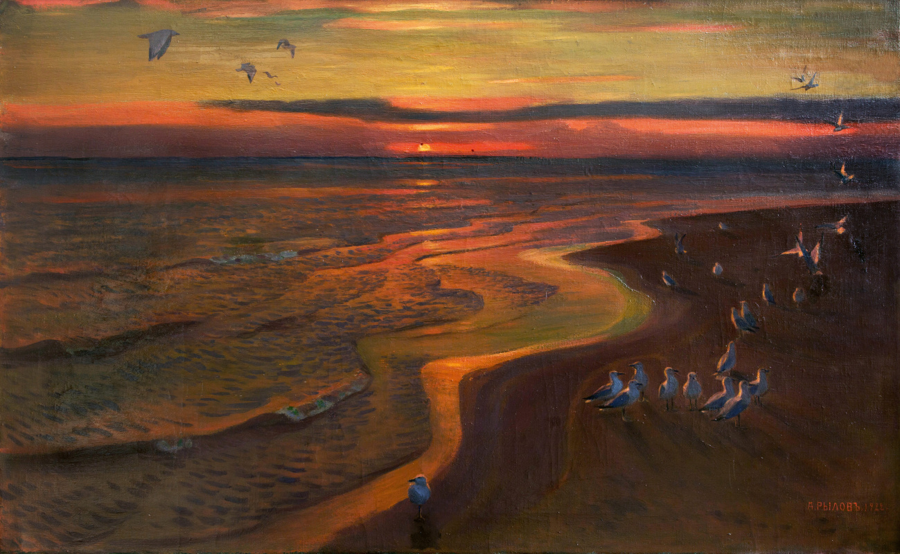 Arkady Alexandrovich Rylov. Seagulls. Sunset