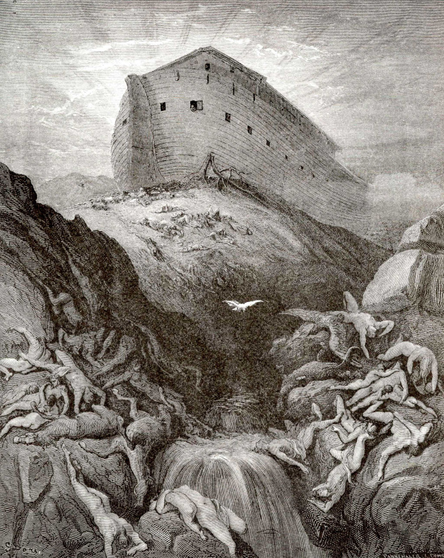 Paul Gustave Dore. Bible illustrations: Noah releases dove