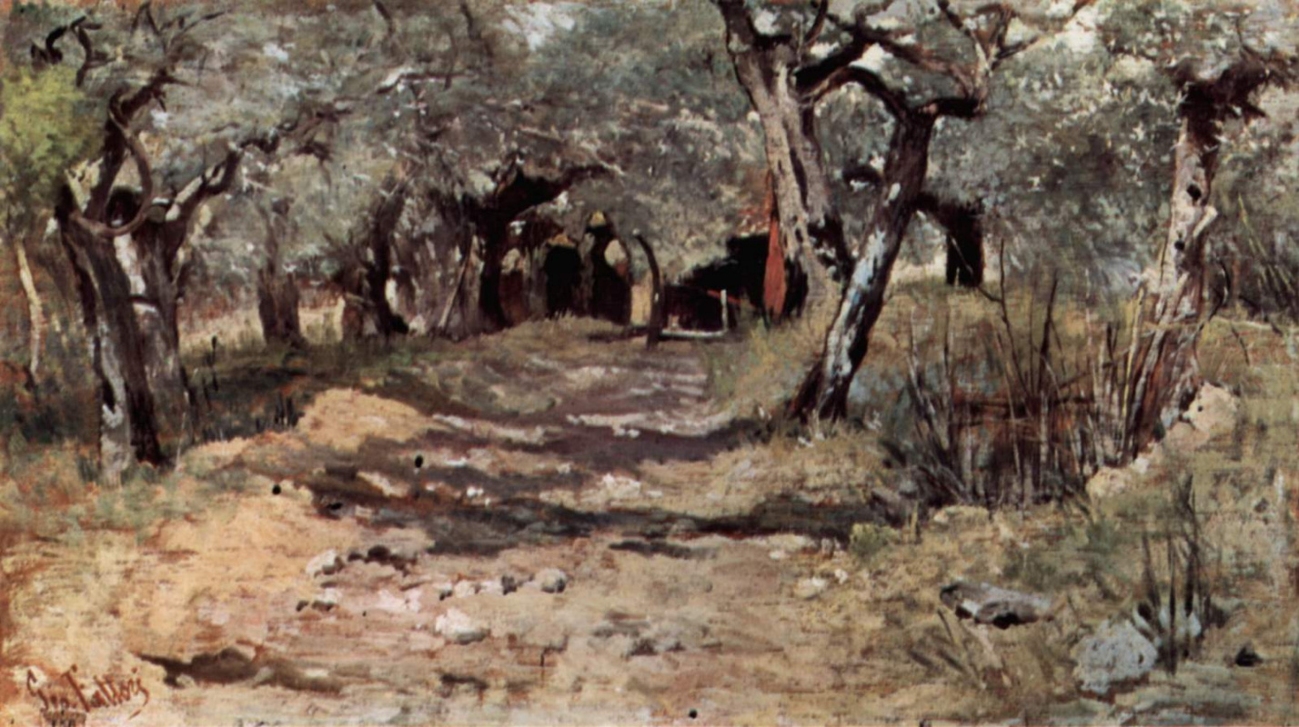 Giovanni Fattori. Dirt road in an Olive grove