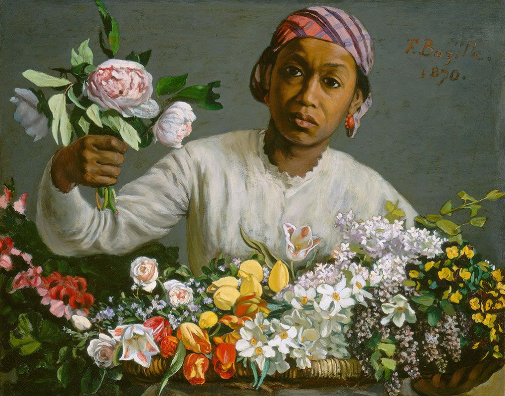 Young woman with peonies