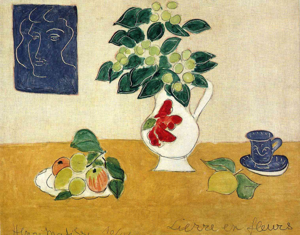 Henri Matisse. Still life with a vase, fruit and a cup