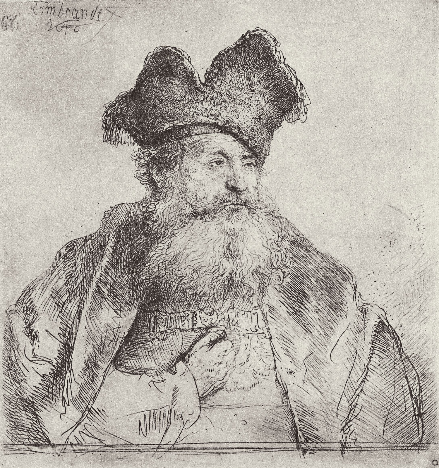 Рембрандт Харменс ван Рейн. Портрет старика в раздвоенной папахе