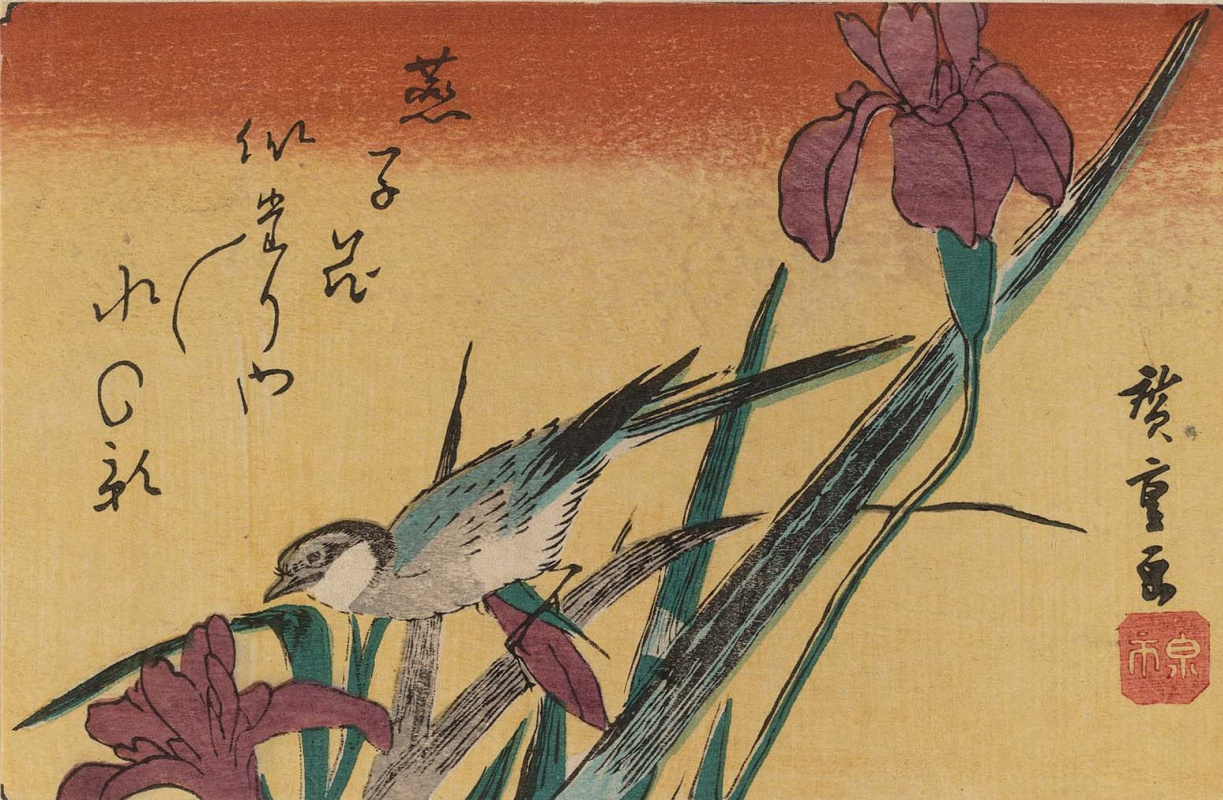 Японский художник Утагава Хиросигэ цветы