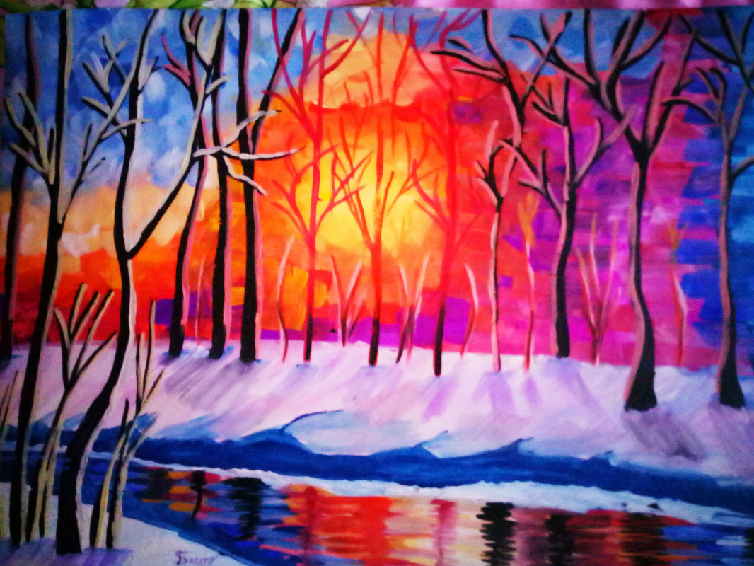 Polina Bestuzheva. Sunset in late winter