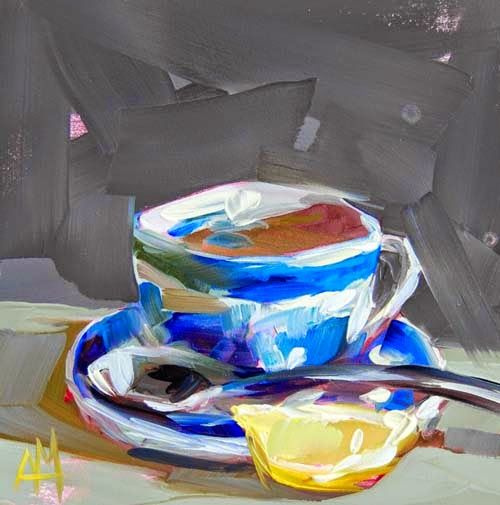 Angela Moulton. Tea Cup and lemon