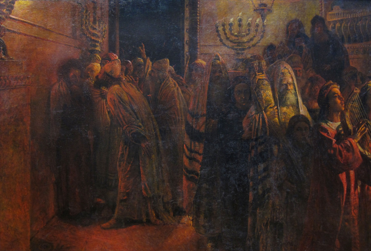 Nikolai Nikolaevich Ge. The court of the Sanhedrin. "Guilty of death!"