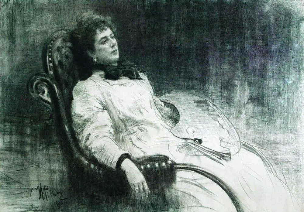 Портрет М. К. Тенишевой. Этюд Илья Ефимович Репин 1898 Портрет М. К. Тенишевой. Этюд Илья Ефимович Репин 1898