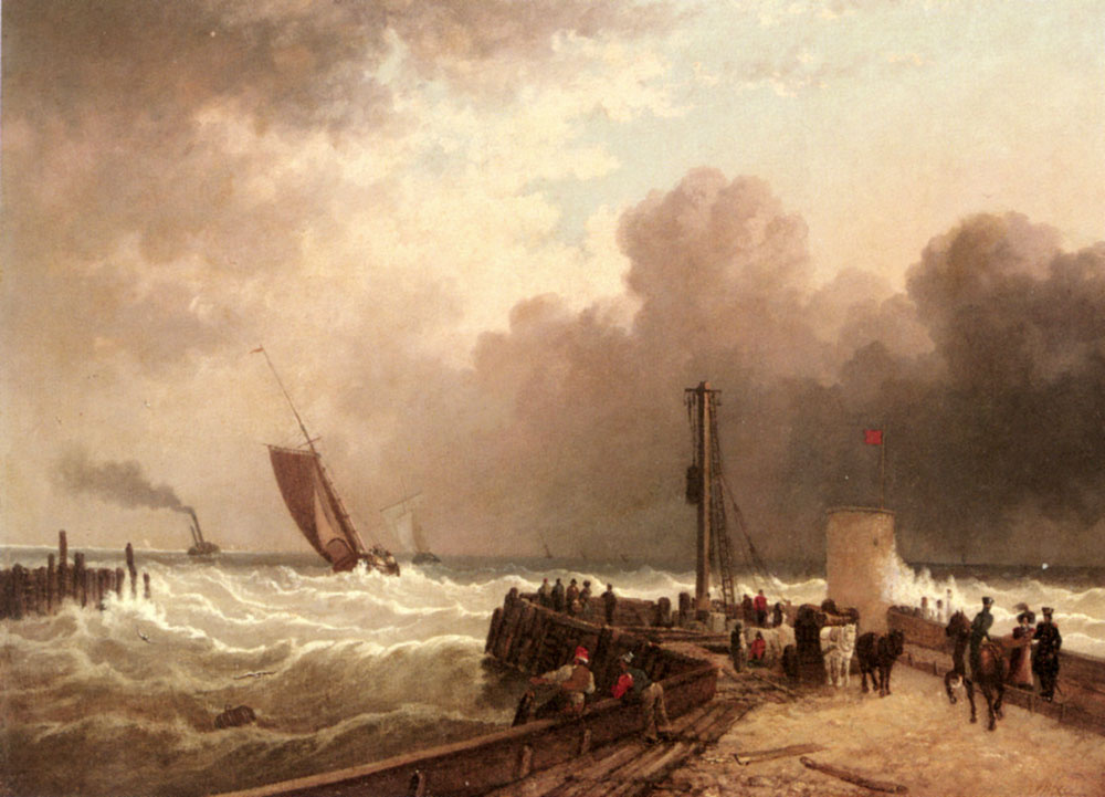 John Jock Wilson. Rough sea in the harbour