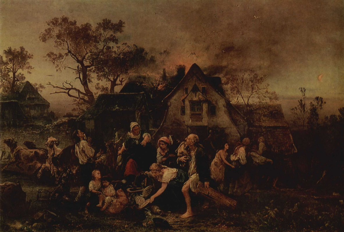 Ludwig Knaus. Fire in the village