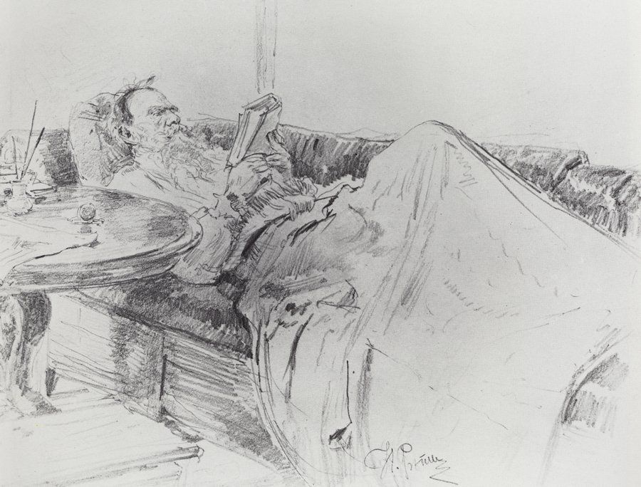 Ilya Efimovich Repin. Leo Tolstoy reading
