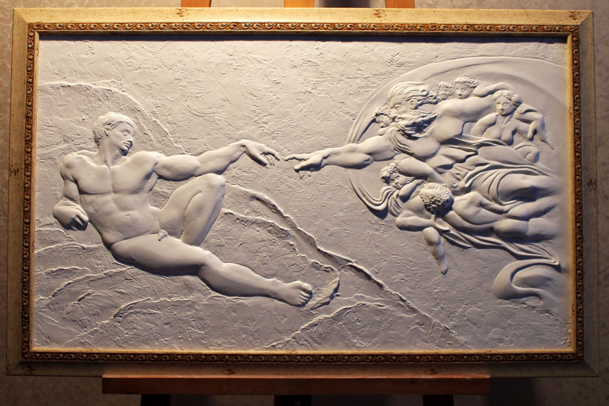 Микеланджело Сотворение Адама барельеф