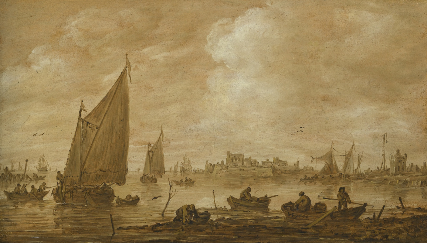 Jan van Goyen. The Dutch fishermen at the mouth of the river