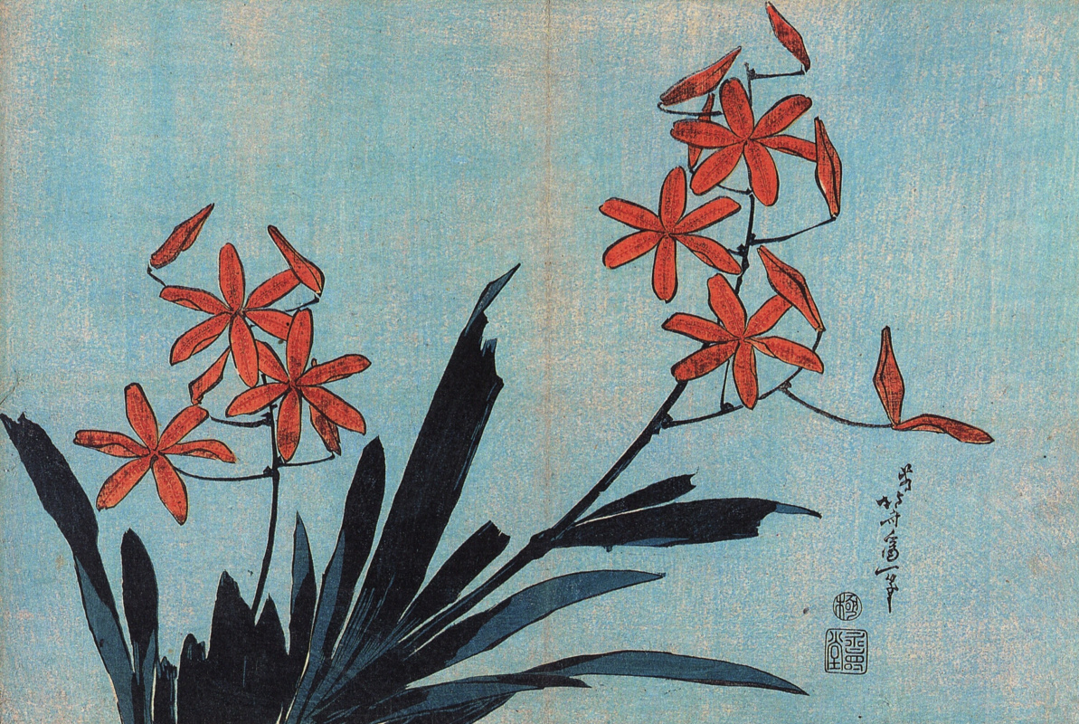 Katsushika Hokusai. Orange orchids