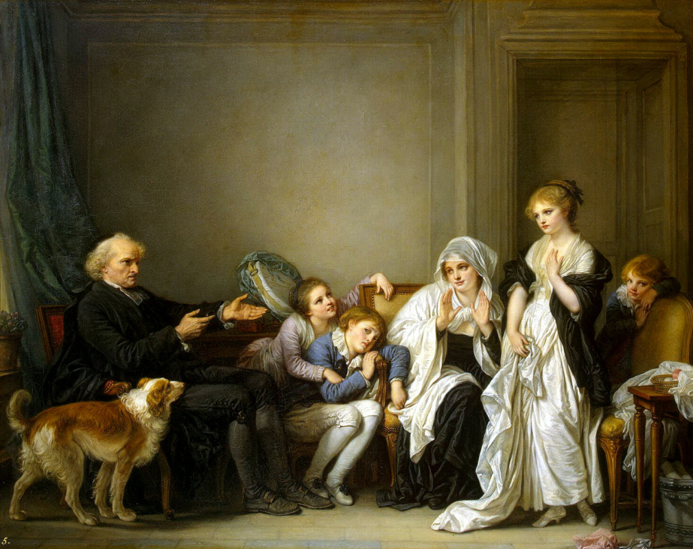 Jean-Baptiste Greuze. A visit by a priest