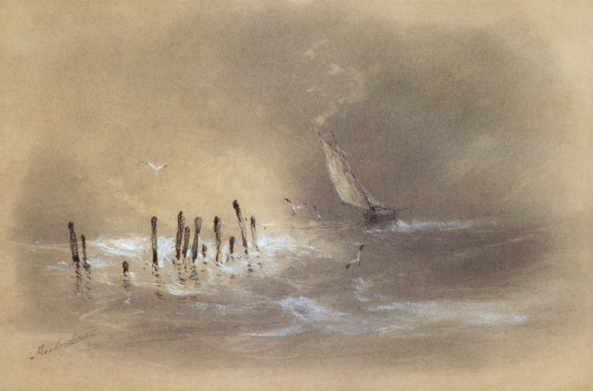 Ivan Aivazovsky. Sailboat in a storm