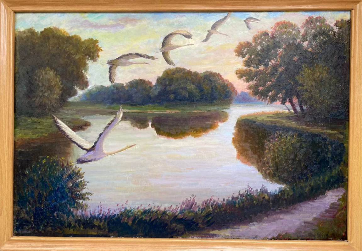 Vladimir Aleksandrovich Lomakina. Herons on the pond