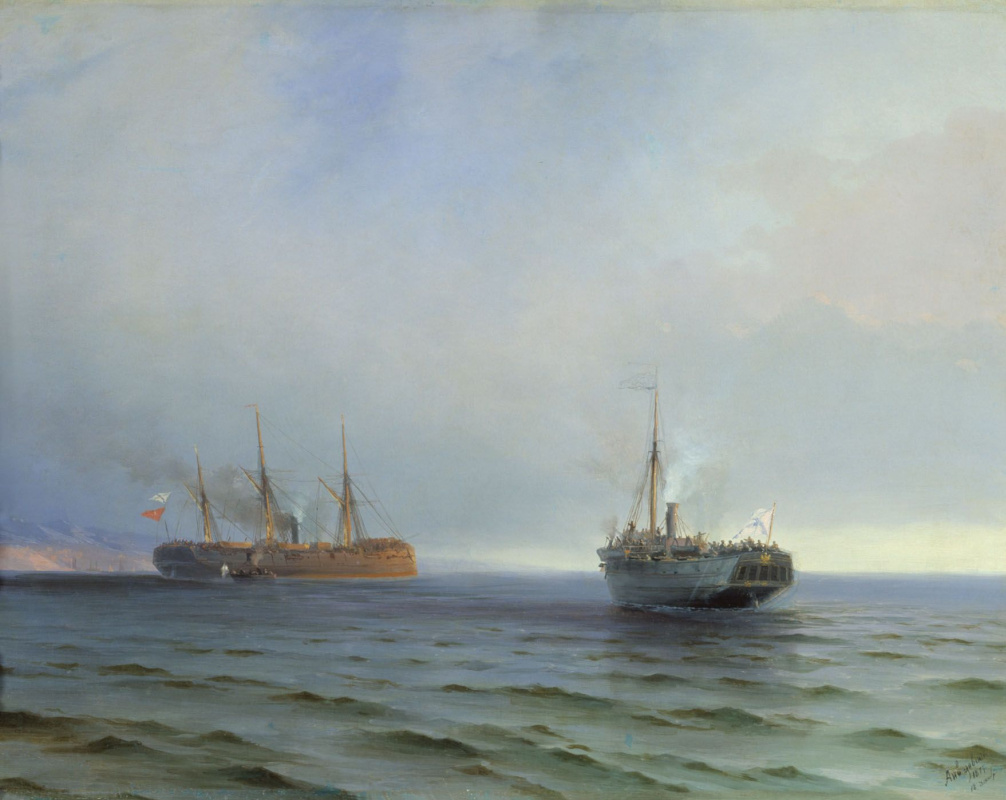 Ivan Aivazovsky. The capture of the steamer "Russia" Turkish military vehicles "Messina" on the Black sea, 13 December 1877