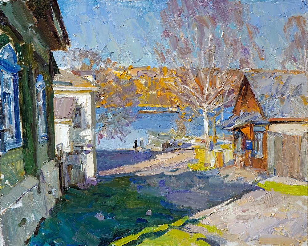 Alexander Shevelyov. Plyos. Autumn Sun. D. W. P., oil, 26.5 x 33.5 cm. 2021