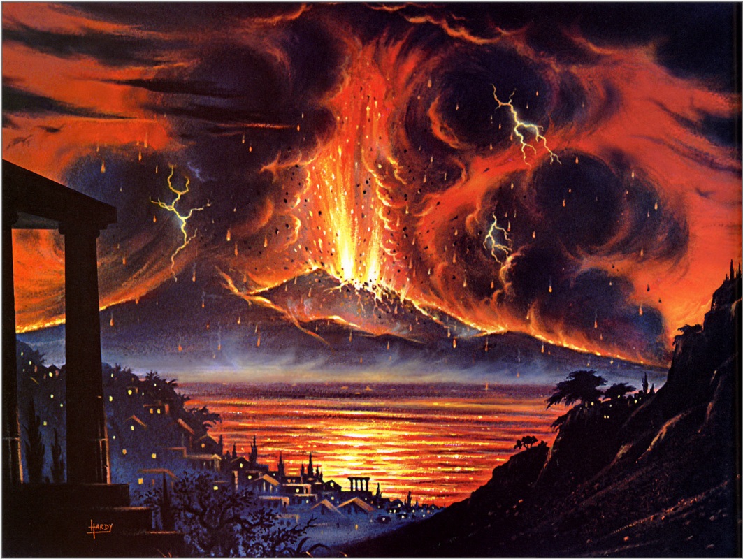 Картина извержение вулкана Везувий