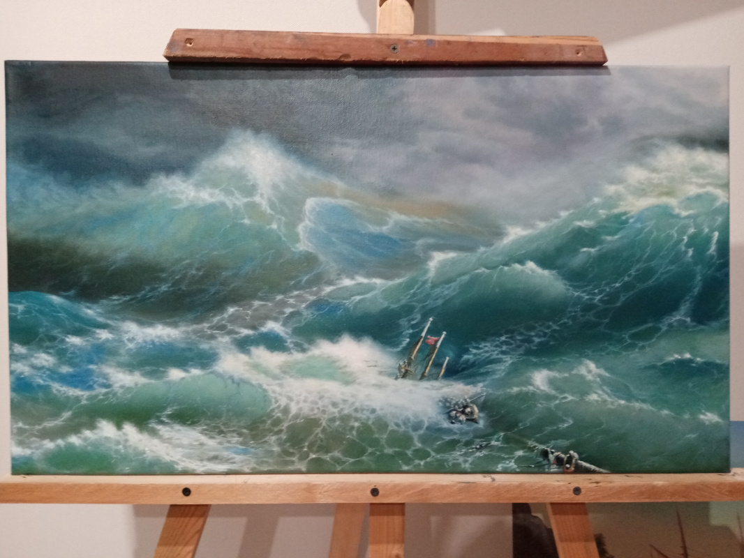 The Wave. A free copy of Aivazovsky's painting