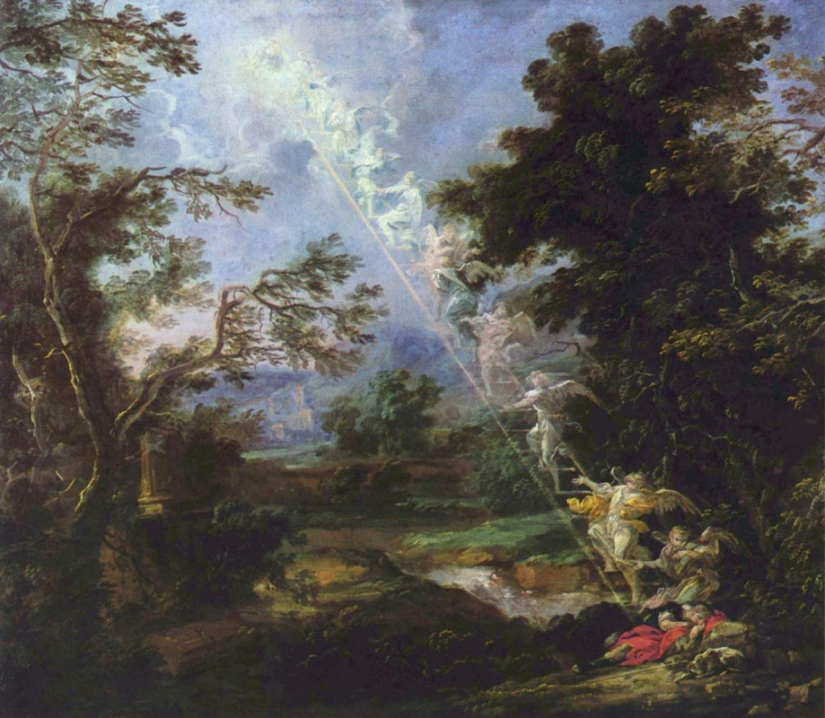 Michael Lucas Leopold n Wilman. Landscape with Jacob's dream: a ladder of angels