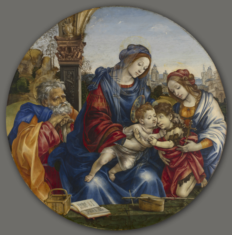 Филиппино Липпи. Святое семейство с младенцем Крестителем и святой Маргаритой