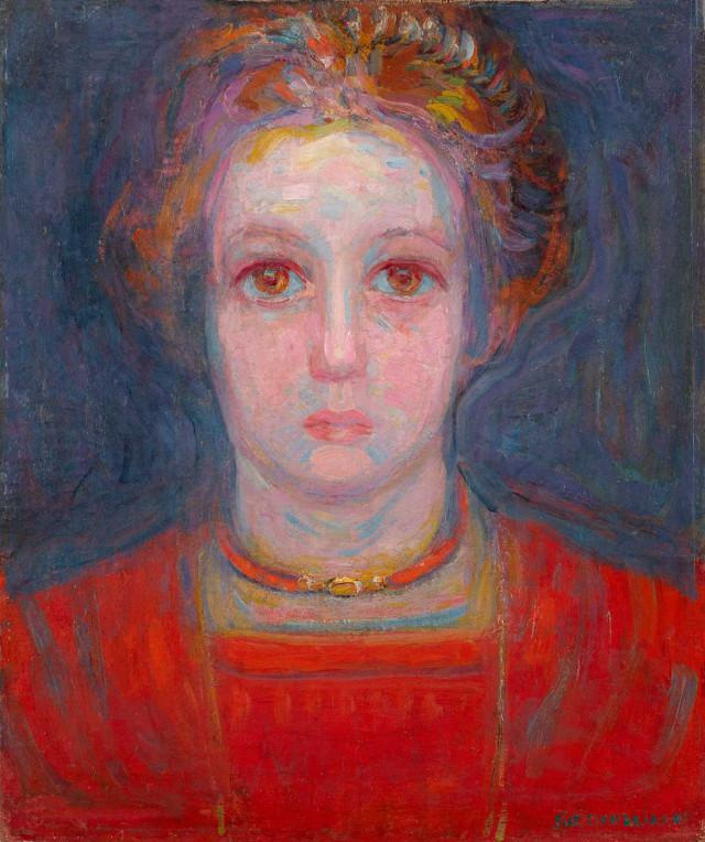 Piet Mondrian. Portrait of girl in red