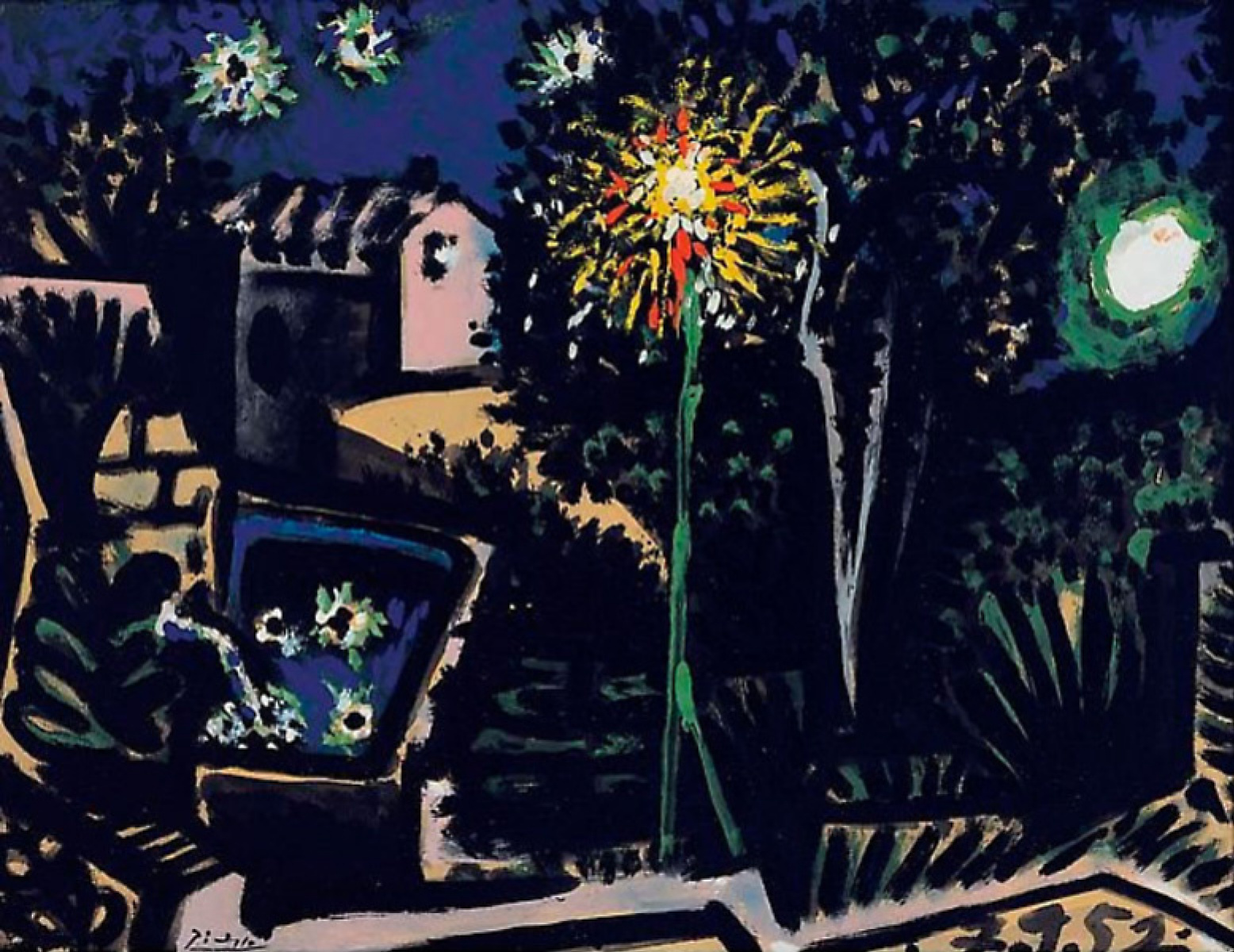 Pablo Picasso Landscape. Vallauris by night 1952 67 51 cm