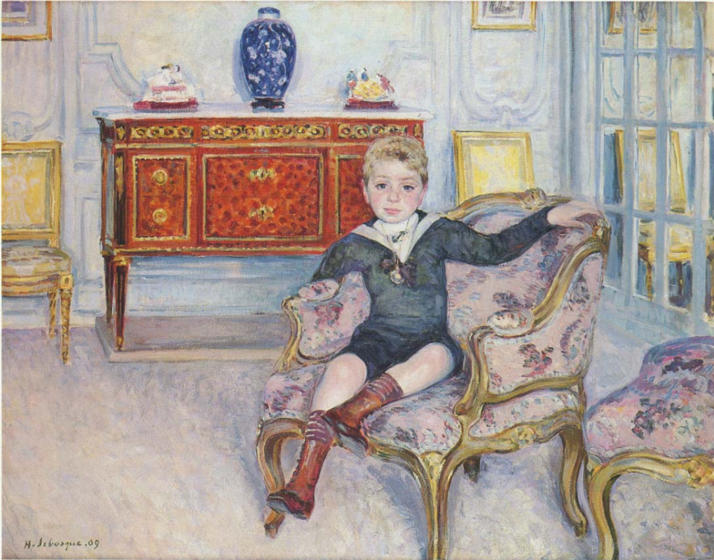 Анри Лебаск картина мальчик в интерьере