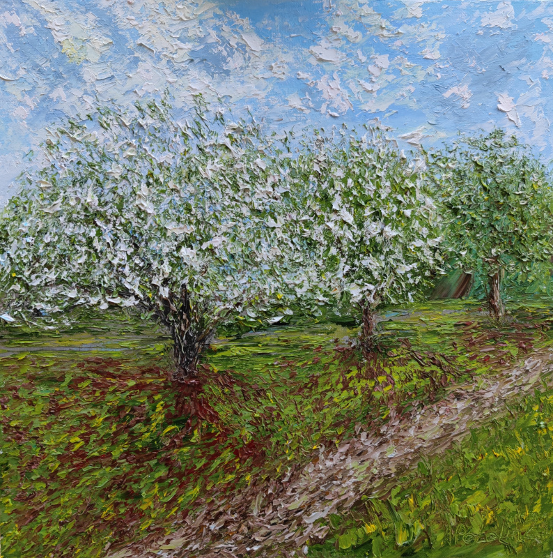 Aleksandr Petelin. Blooming apple trees