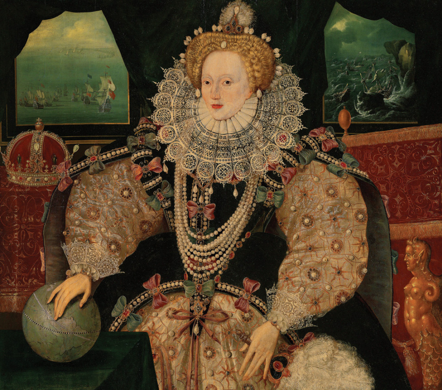 Masterpieces of unknown artists. Portrait of Queen Elizabeth I "the Invincible Armada"