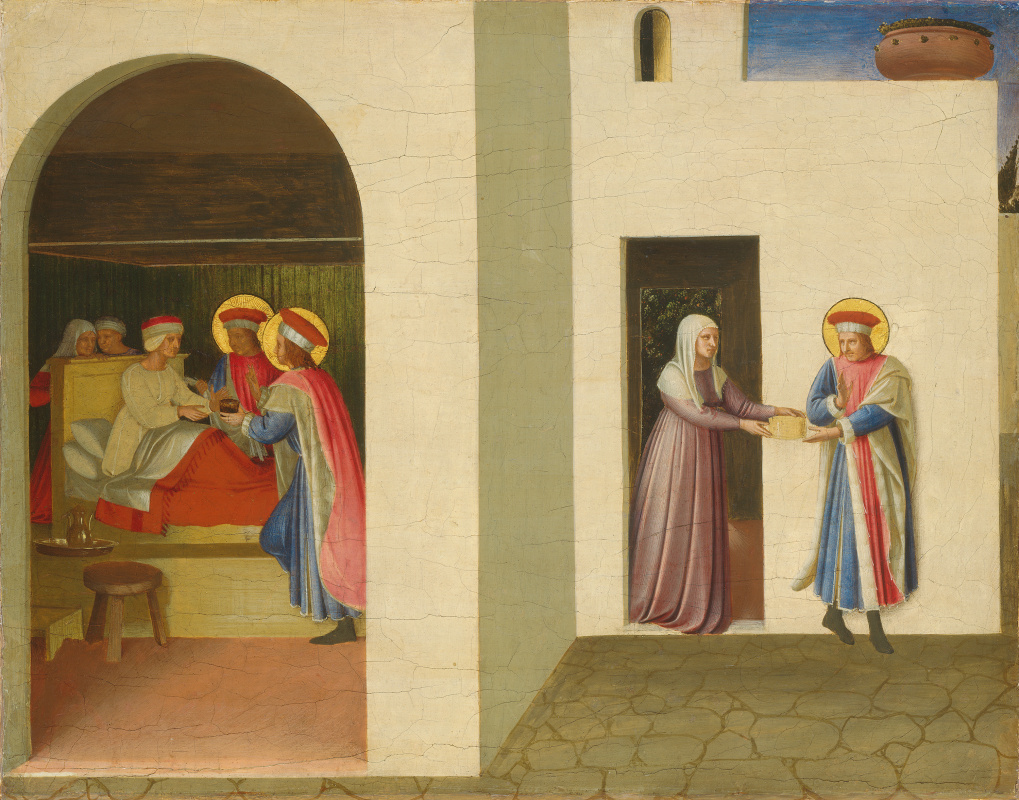 Fra Beato Angelico. Healing of Palladian’s husband by Saints Cosma and Damian. The altar of the monastery of San Marco. Limit, left side