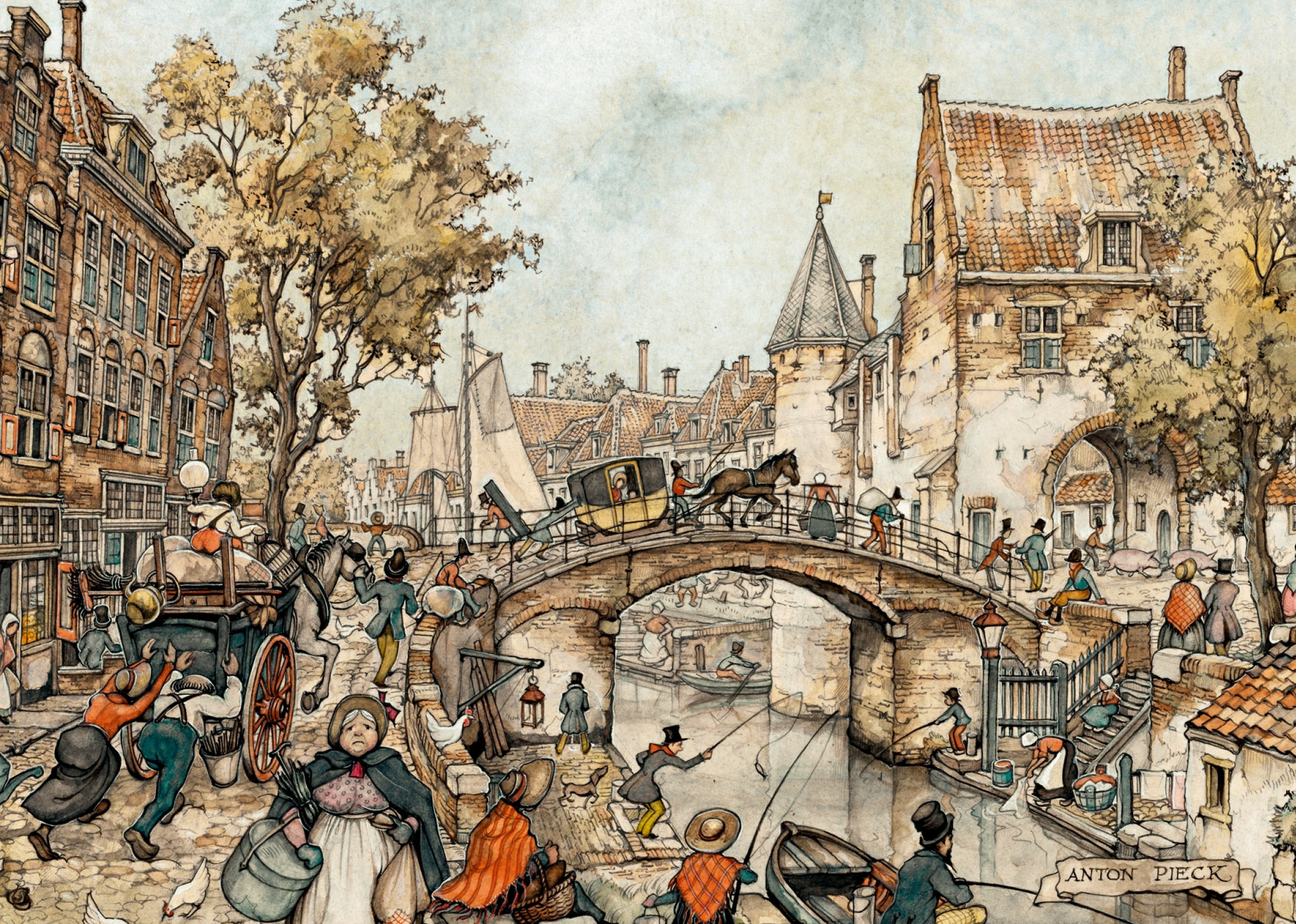 Precies terugvallen afgunst City scenes. Utrecht, 1961, 43×28 cm by Anton Pieck: History, Analysis &  Facts | Arthive