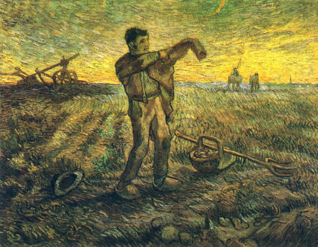 Vincent van Gogh. Evening: the end of the day (inspired by Millais)