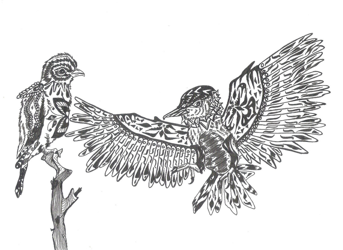 Nikolai Nikolaevich Olar. Series of stylized drawings, "Birds" (1)