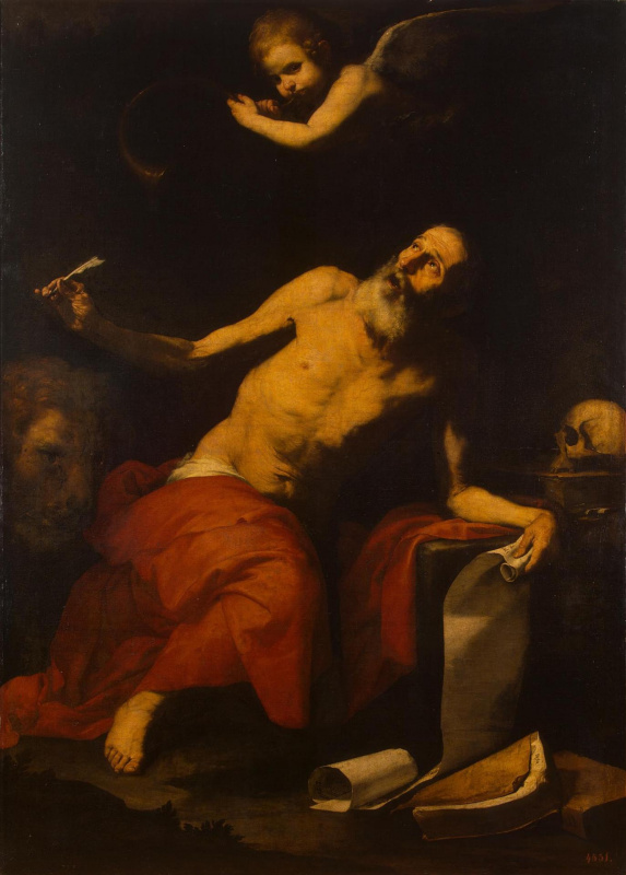 Jose de Ribera. Saint Jerome and the angel (St. Jerome hears the sound of the heavenly trumpet)