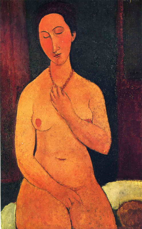 Amedeo Modigliani. Seated Nude with coral necklace