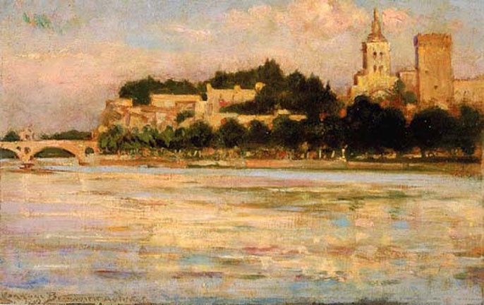 James Carroll Beckwith. The papal Palace and the bridge d Avignon
