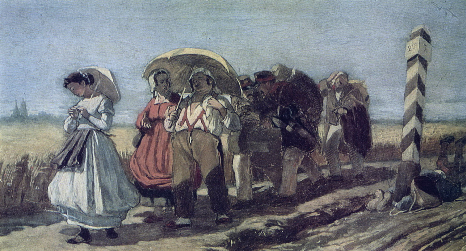 Vasily Grigorievich Perov. Quarterly travel with the family on a pilgrimage. Sketch