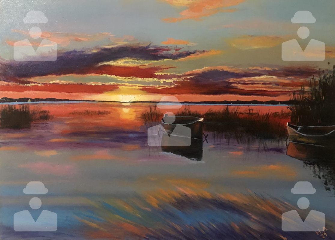 Natalia Alekseevna Osadchuk. Sunset at the lake