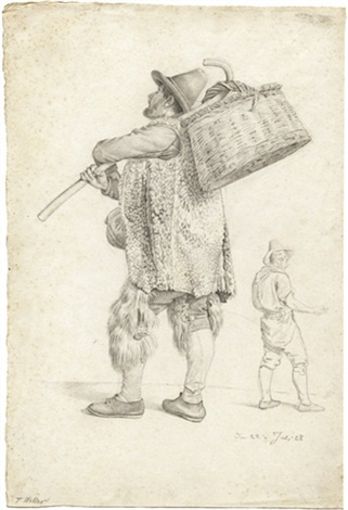 Theodor Leopold Weller. Italian farmer with raffia basket over his shoulder