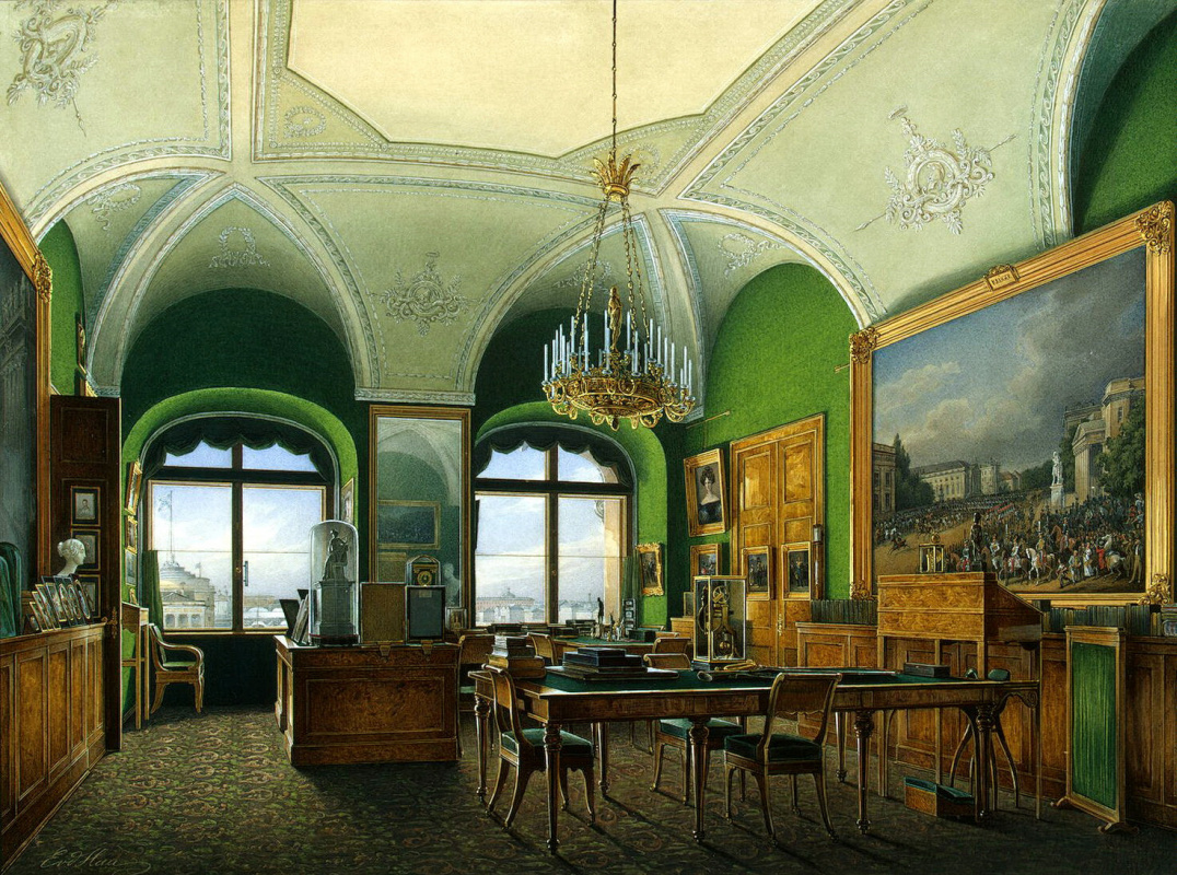 Edward Petrovich Hau. Types of rooms of the Winter Palace. A large study of Emperor Nicholas I