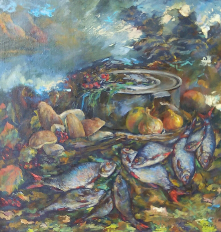Leonid Ivanovich Radevich. Still life with fish