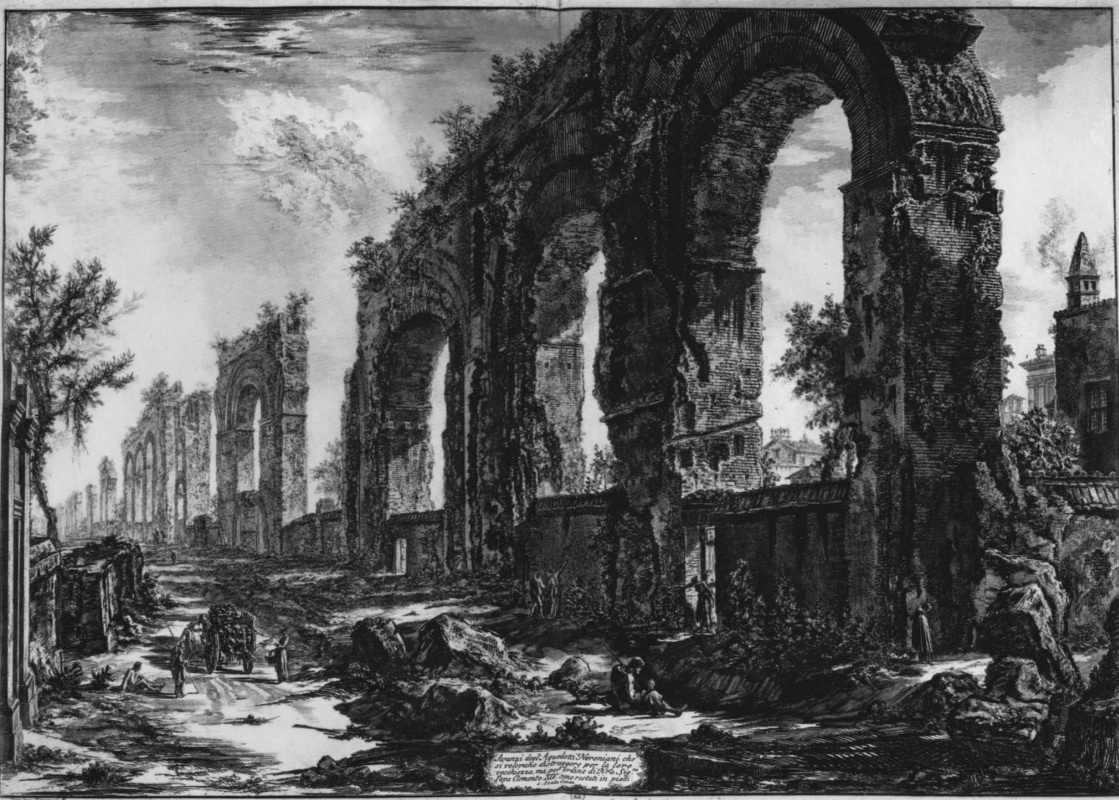 Giovanni Battista Piranesi. The ruins of the aqueduct of Nero