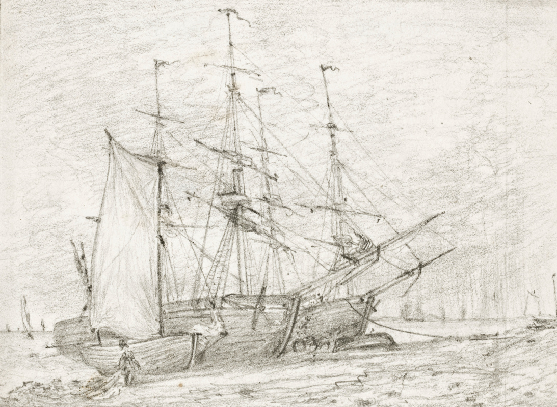 John Constable. Cargo ships on the coast of Breiten
