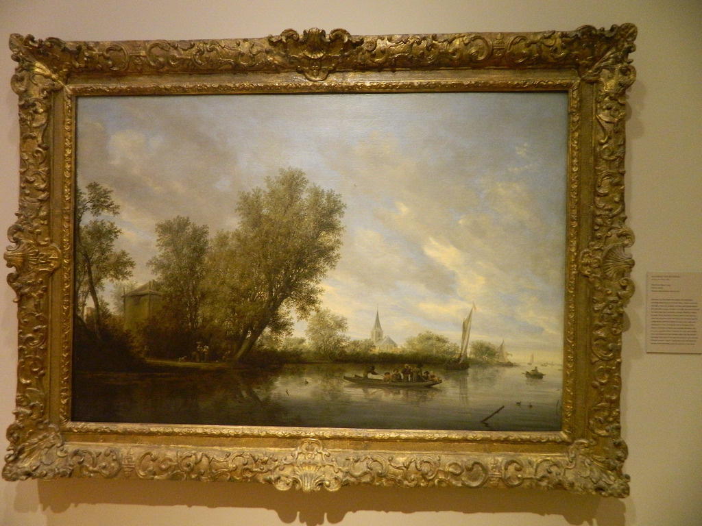River landscape with ferry