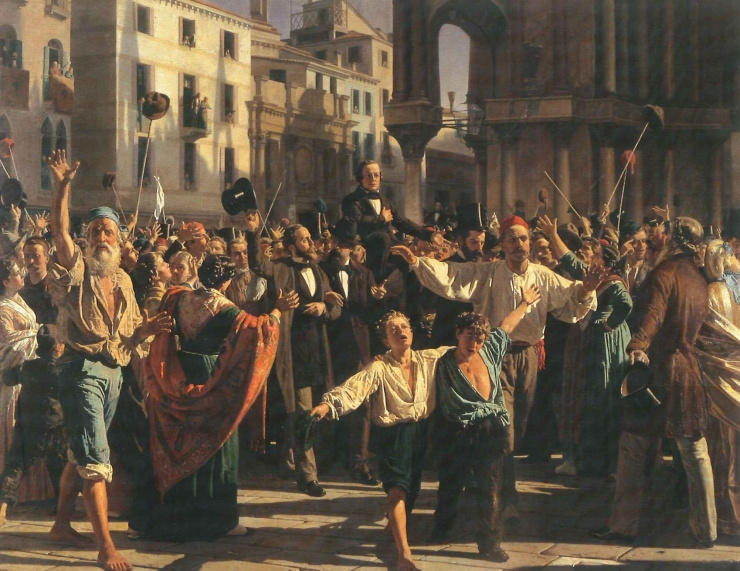 Daniele Manin and Nicolò Tommaseo after their release from Austrian jails following the popular uprising in Venice in 1848